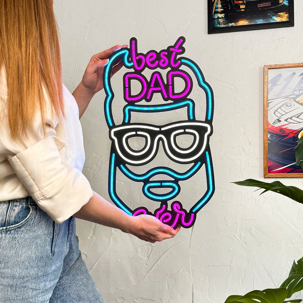 Best Dad Ever - Neon Wall Art, | Hoagard.co
