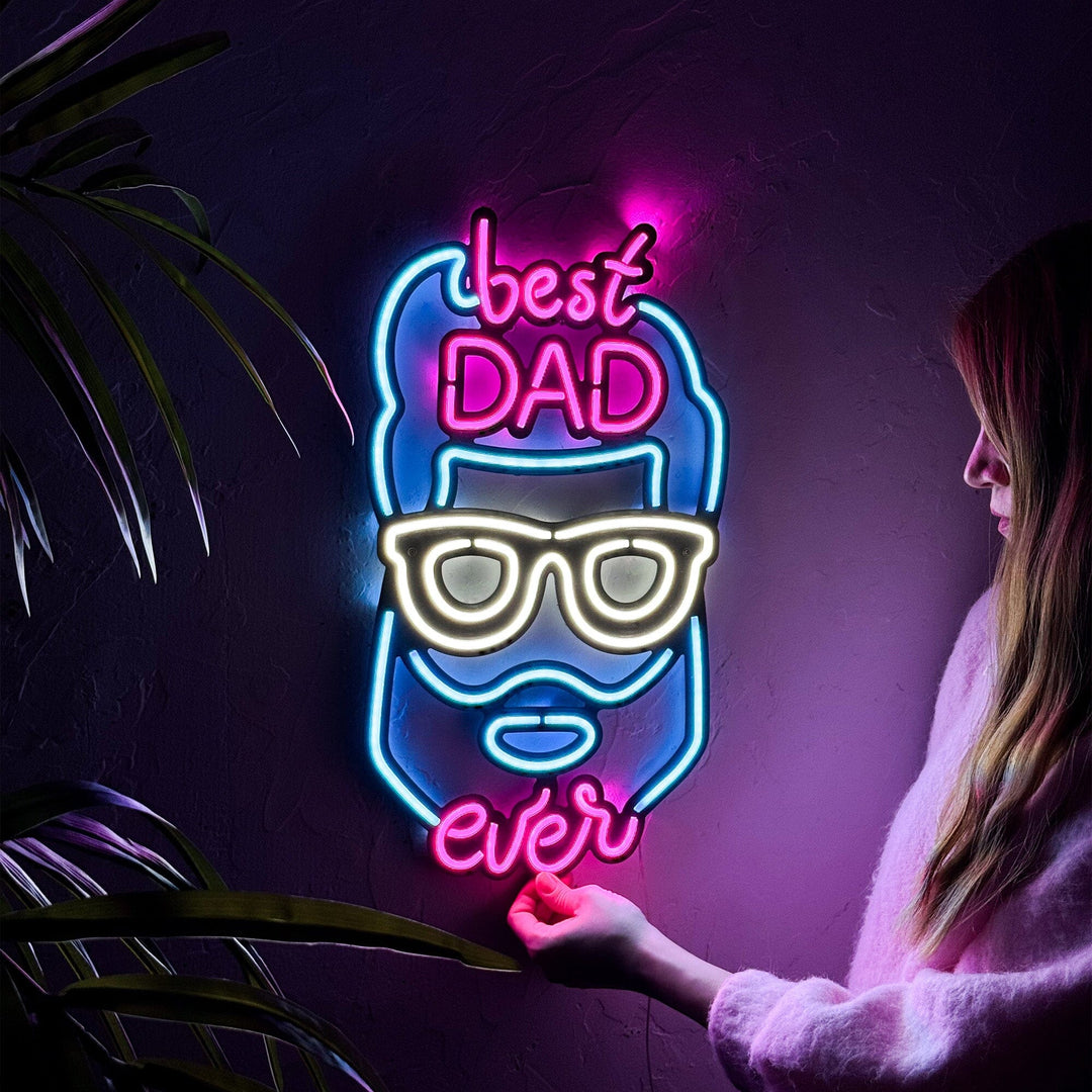 Best Dad Ever - Neon Wall Art, | Hoagard.co