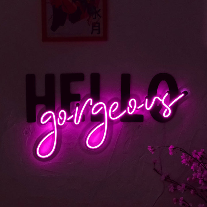 Hello Gorgeous - Neon Wall Art, | Hoagard