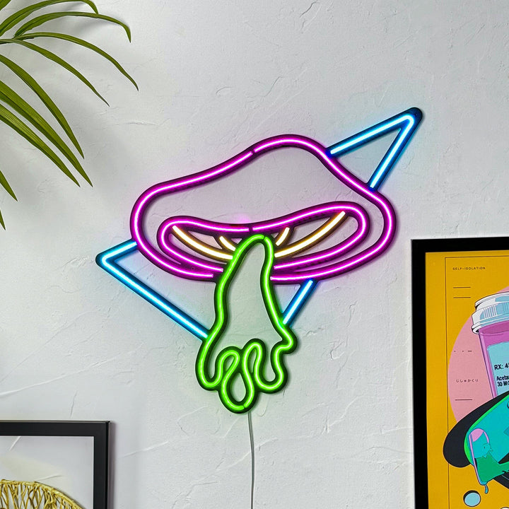 Flying Mushroom - Neon Wall Art, | Hoagard