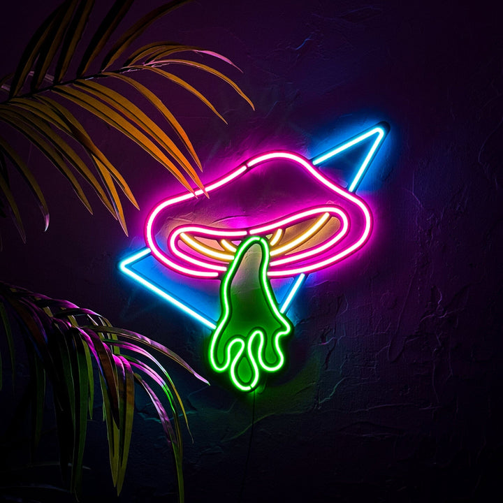 Flying Mushroom - Neon Wall Art, | Hoagard