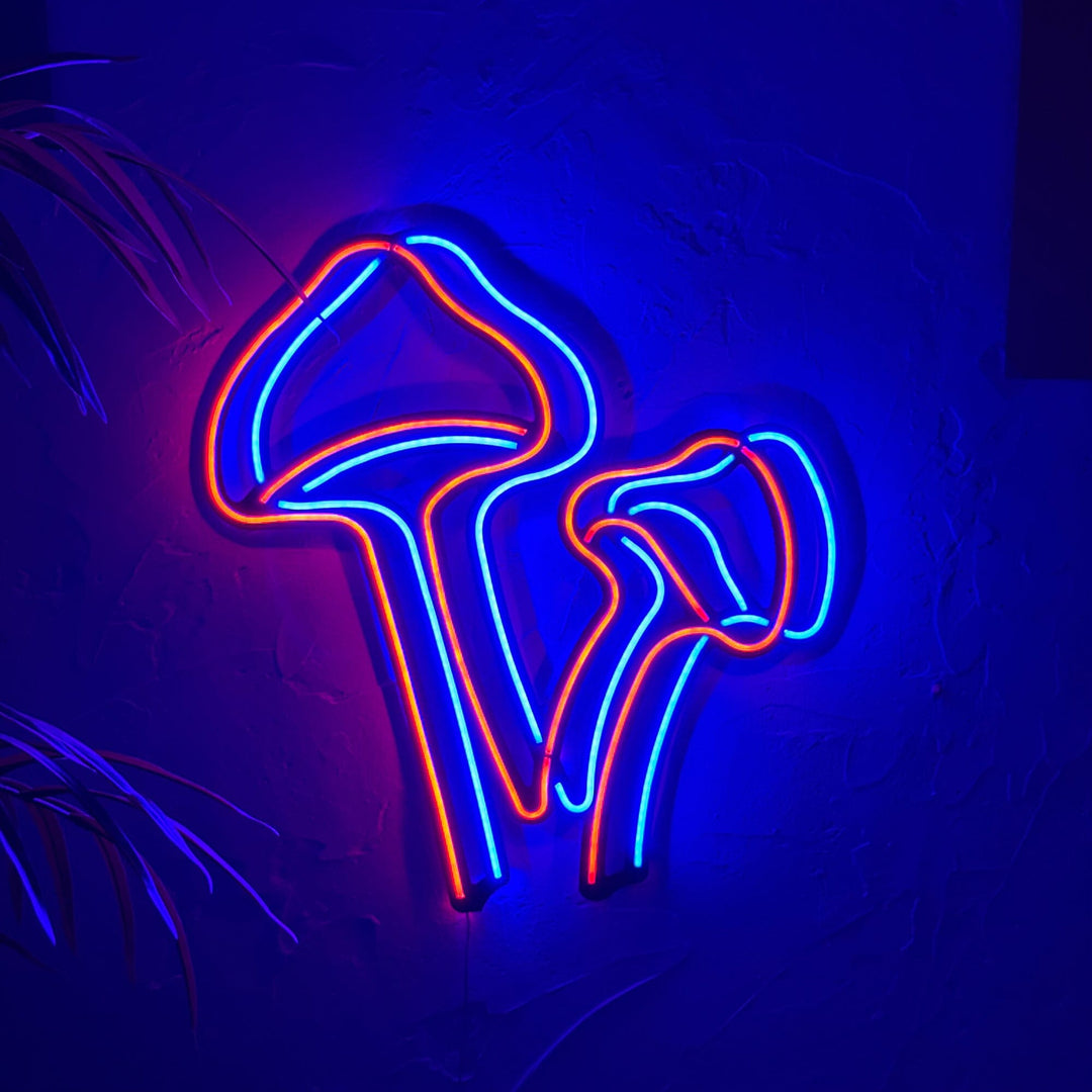 Mushrooms - Neon Wall Art, | Hoagard
