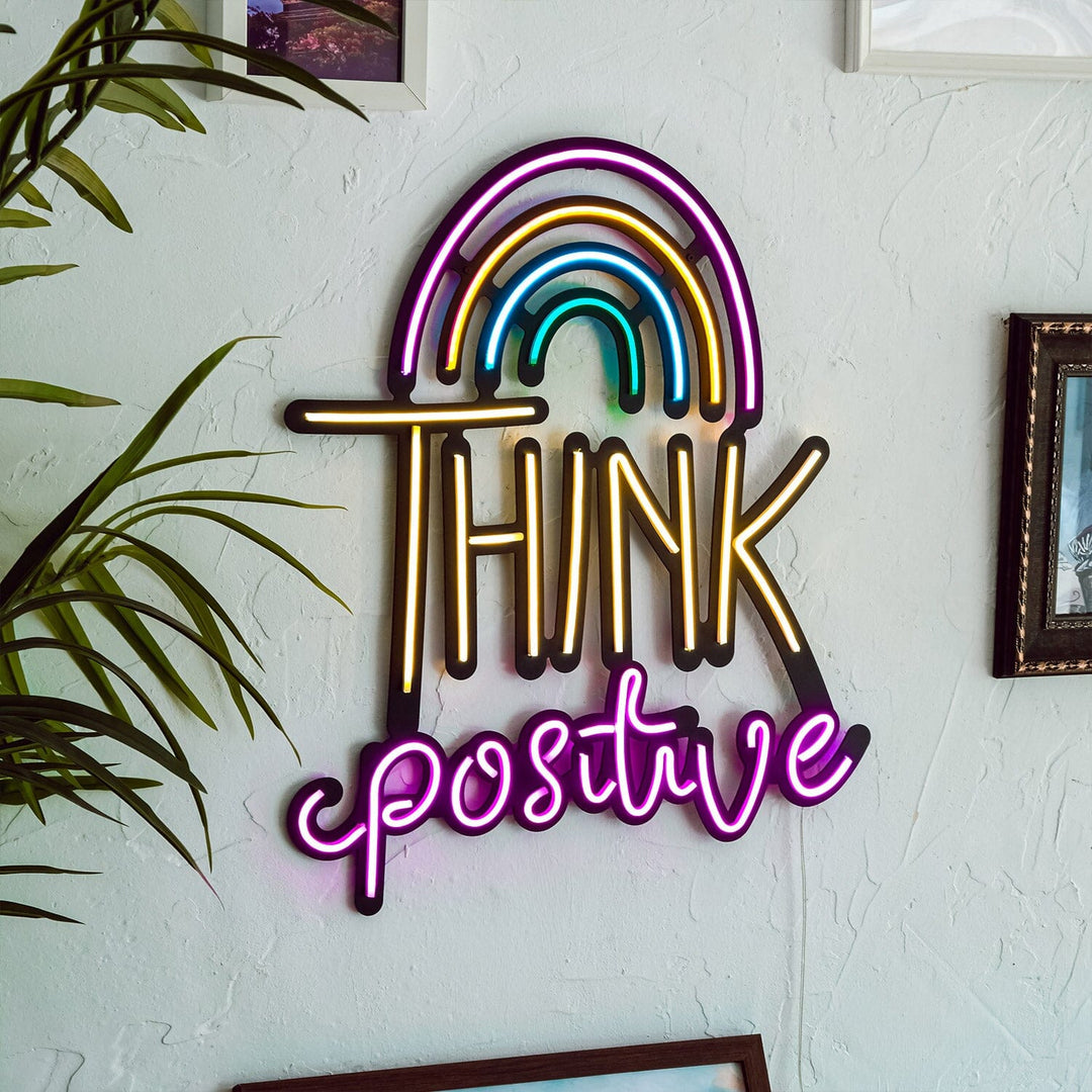 Think Positive - Neon Wall Art, | Hoagard
