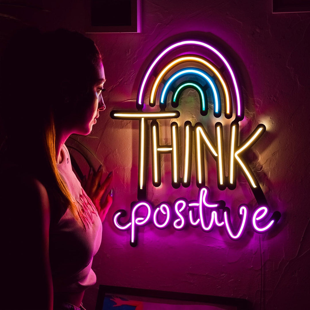 Think Positive - Neon Wall Art, | Hoagard