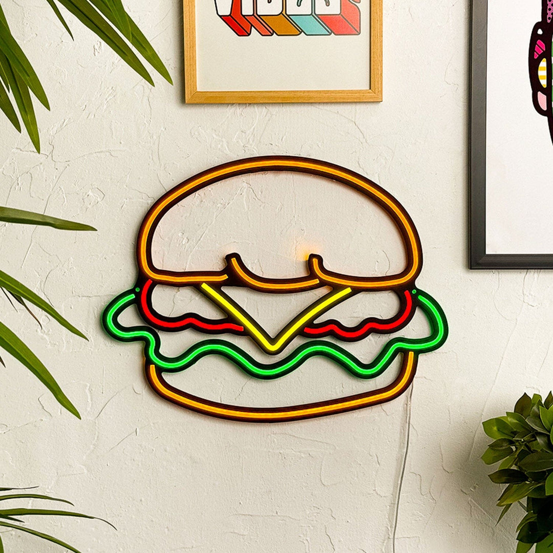 Hamburger - Neon Wall Art, | Hoagard.co