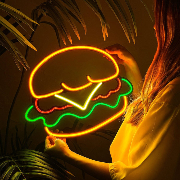 Hamburger - Neon Wall Art, | Hoagard.co