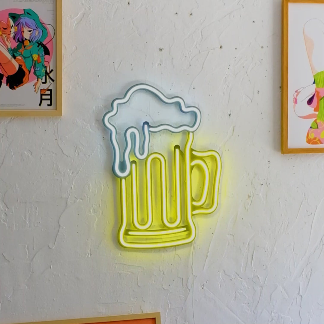 Art mural néon Bière