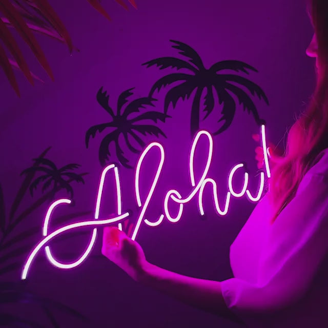 Art mural néon Aloha