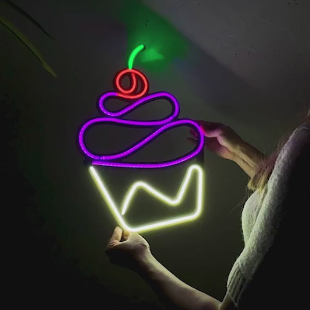 Cupcake Neon Wandkunst