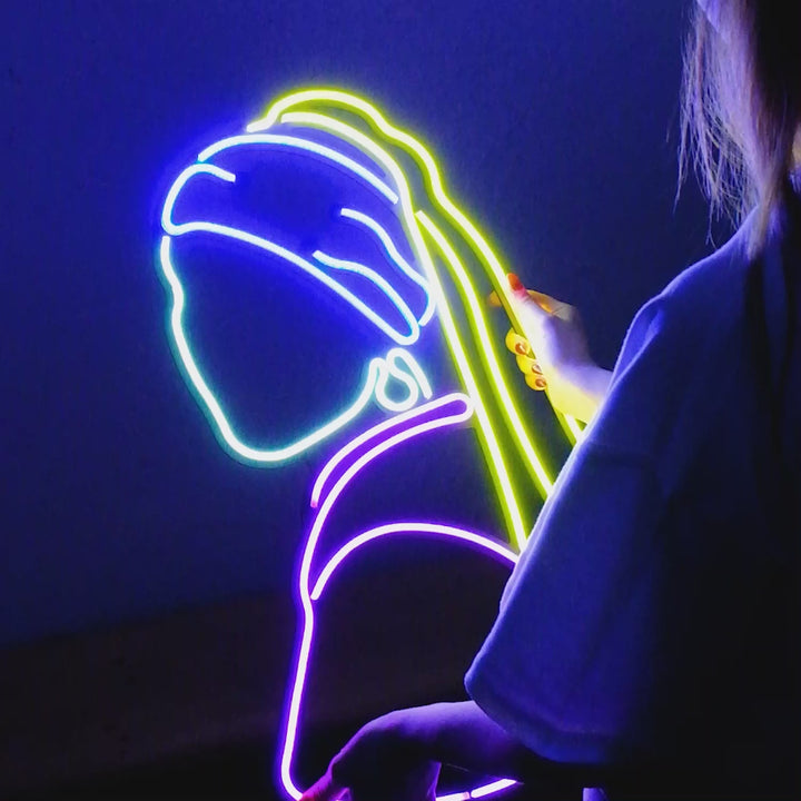Meisje Neon Wandkunst