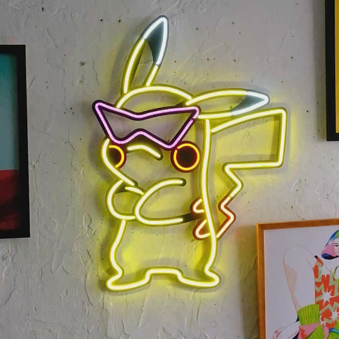 Pikachu Pokemon inspirierte Neon-Wandkunst