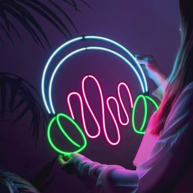 Art mural néon Headphone