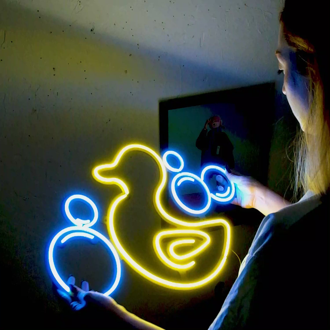 Gummiente Neon Wandkunst