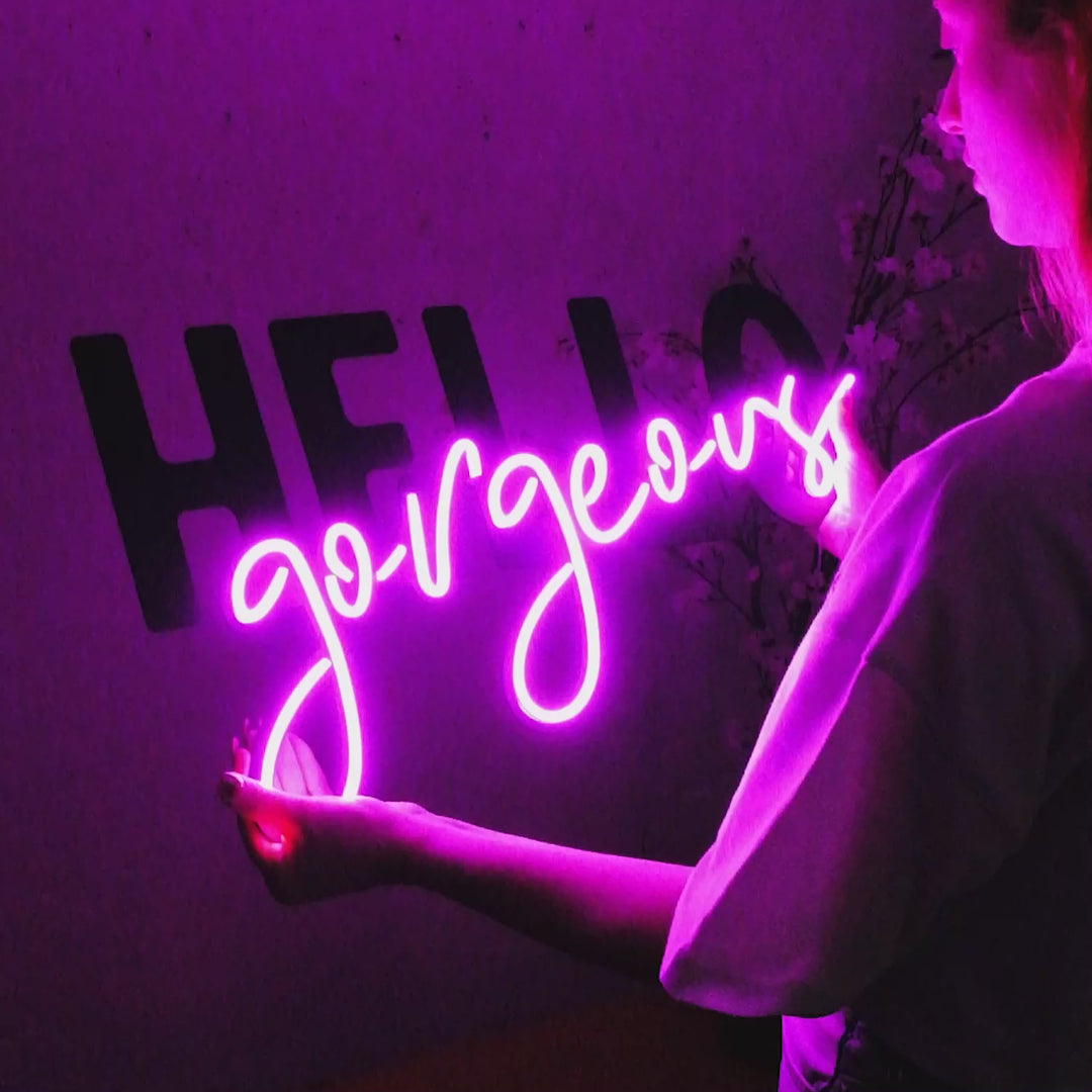 Hallo Gorgeous Neon Wandkunst