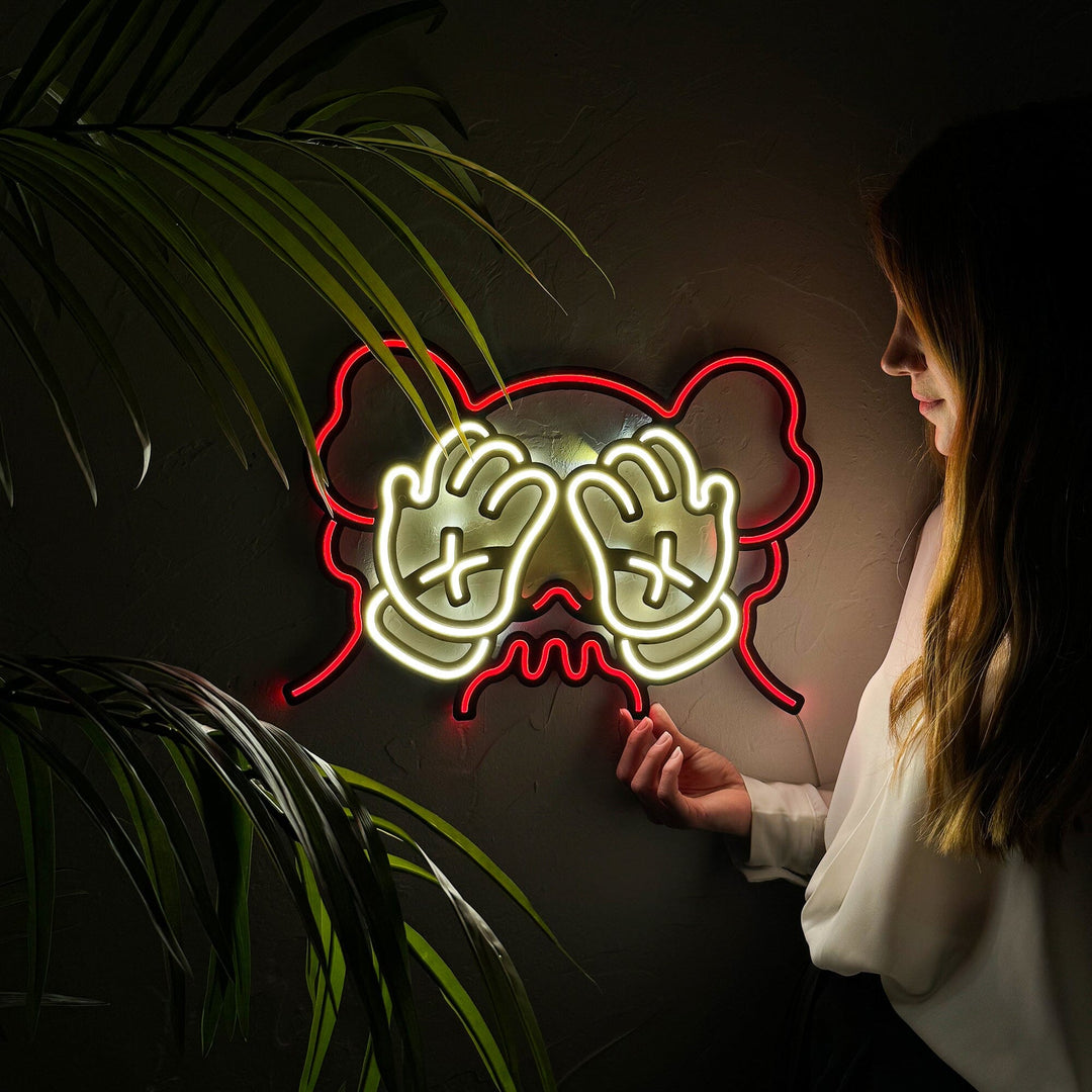 KAWS Inspired - Neon Wall Art, | Hoagard.co