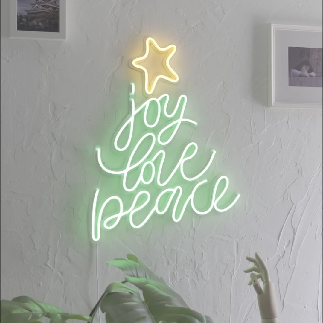 Arte della parete al neon Joy Love Peace